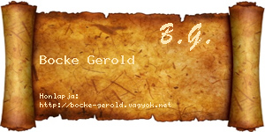 Bocke Gerold névjegykártya
